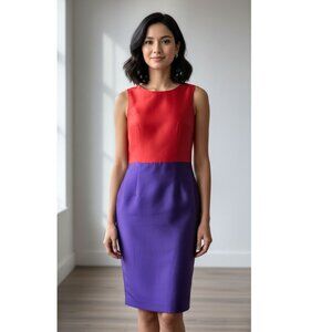 Mac Duggal Color Block Sleeveless Cocktail Dress, Red & Purple, Womens Size 12